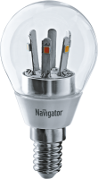 Лампа светодиодная 71 294 NLL-G45-5-230-2.7K-E14-CL 5Вт шар 2700К тепл. бел. E14 350лм 176-264В Navigator 71294